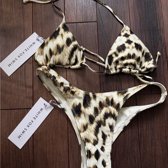 White Fox Boutique Leopard Print Triangle Bikini Set - Picture 4 of 4